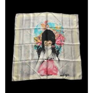 1960s De Grazia Silk Scarf "The Flower Girl" Original Goldwaters